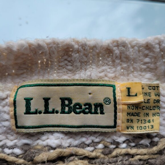 LL Bean Southwestern Print 100% Cotton Crew Neck Sweater Size L - Picture 5 of 7